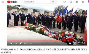 VIDEO 2018 11 01 TOULON HOMMAGE AUX VICTIMES CIVILES ET MILITAIRES DES 2 GUERRES 